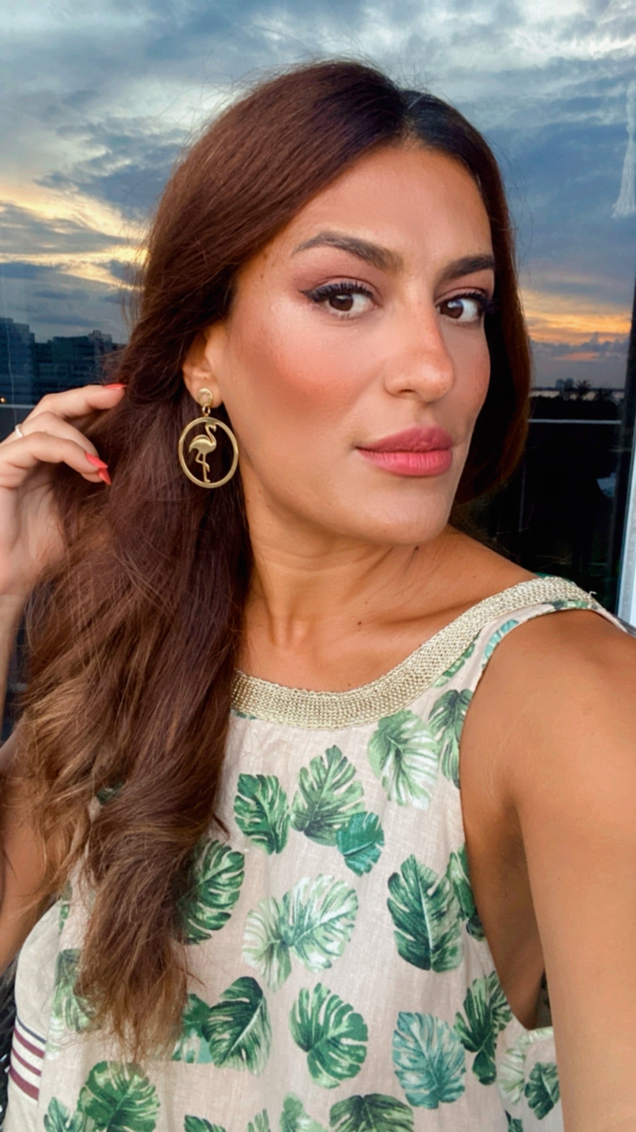 Gold Flamingo Earrings