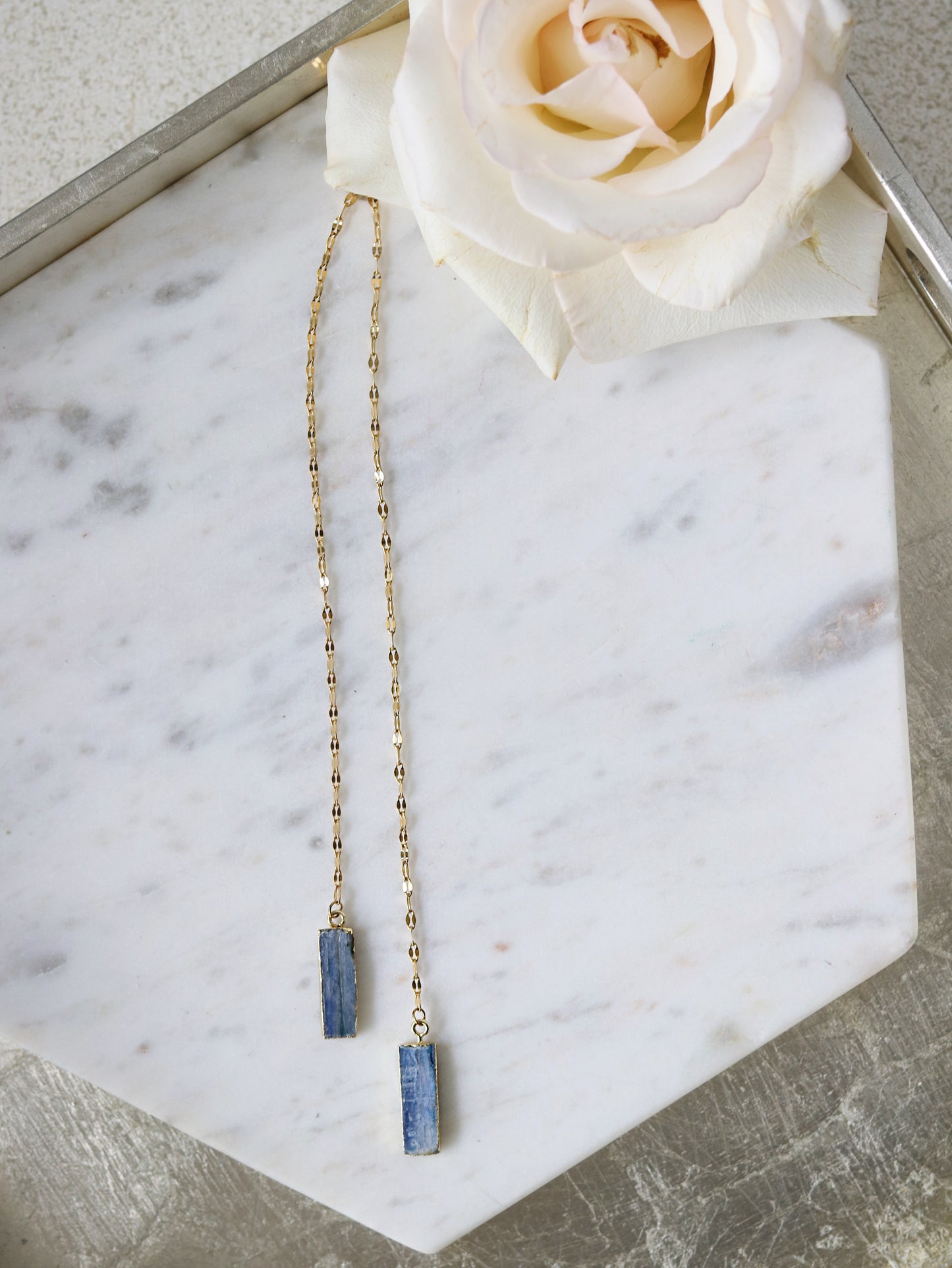 Blue Kyanite Face Chain | 24k Gold Plated Body Jewelry | Hypoallergenic Dainty Chain | Festival Fashion | Spiritual Face Jewelry