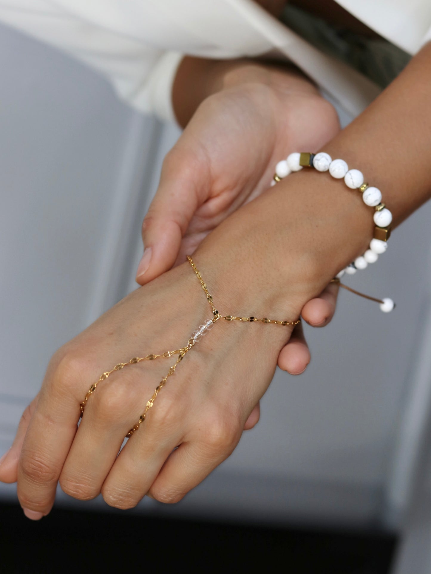 Crystal Quartz hand chain bracelet