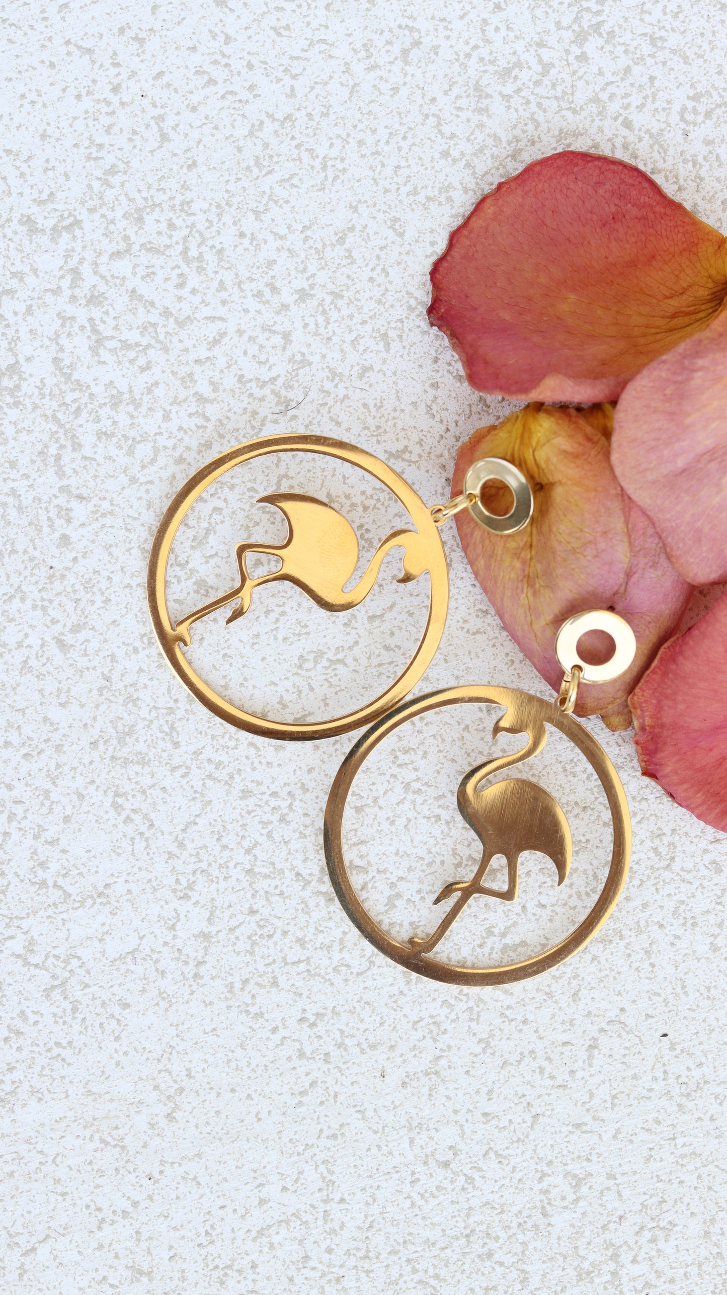 Gold Flamingo Earrings