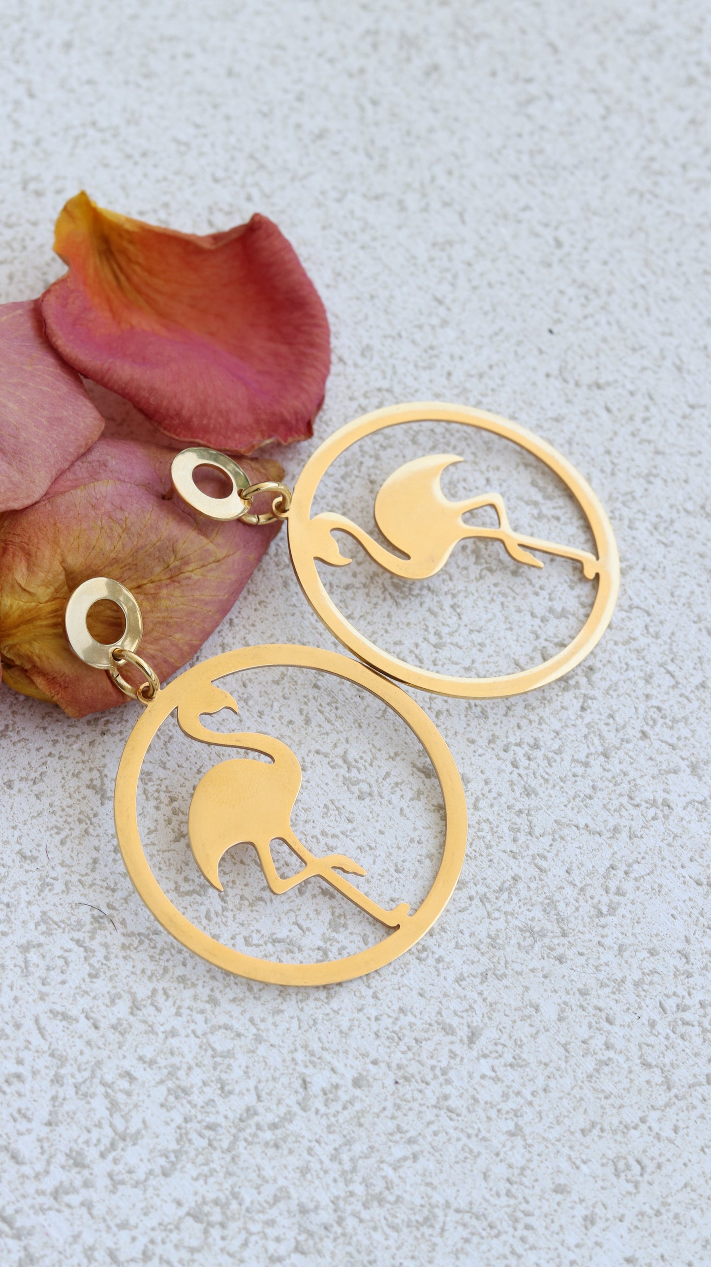 Gold Flamingo Earrings
