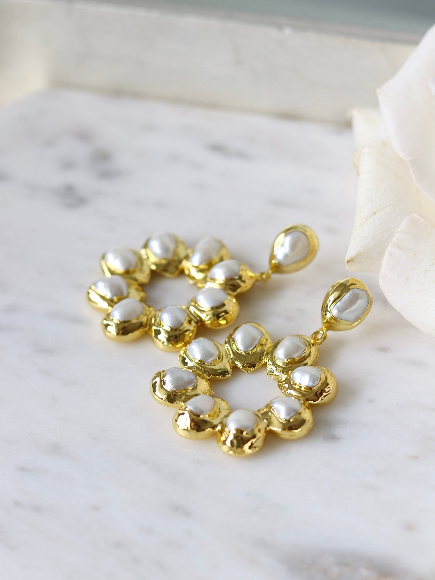 Pearl Bloom Statement Earrings