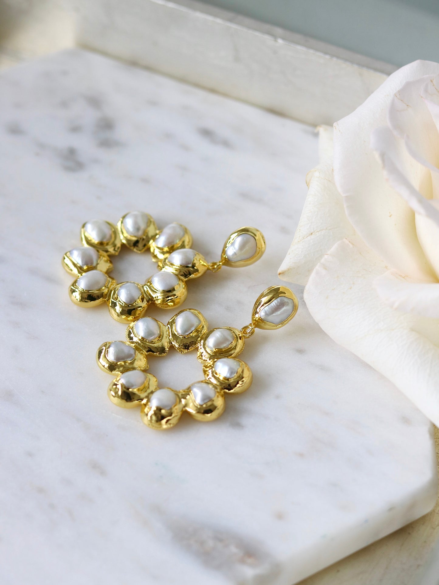 Pearl Bloom Statement Earrings