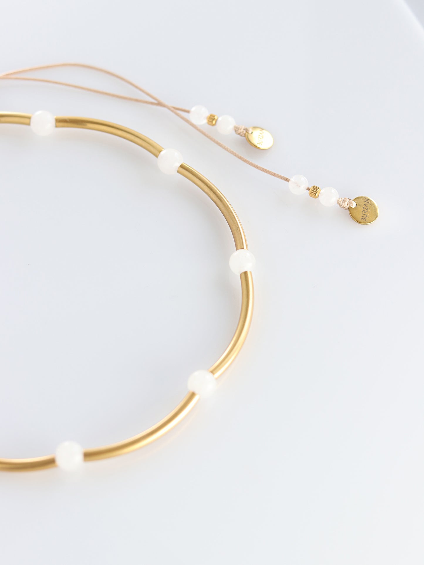 Halo choker necklace with White Jade