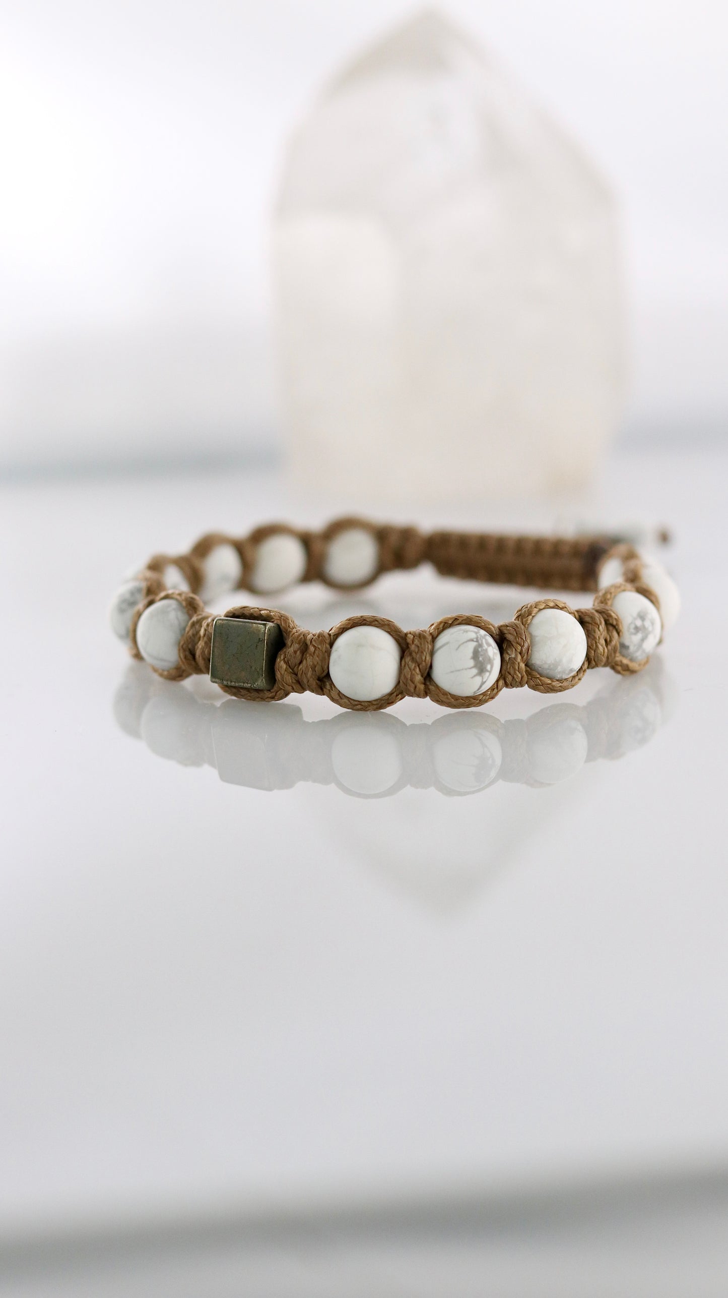 Howlite Pyrite Bracelet for Men Pyrite cube High Quality Natural Protection Gemstone Healing Energy Stone Soulmate Anniversary Gift for Him