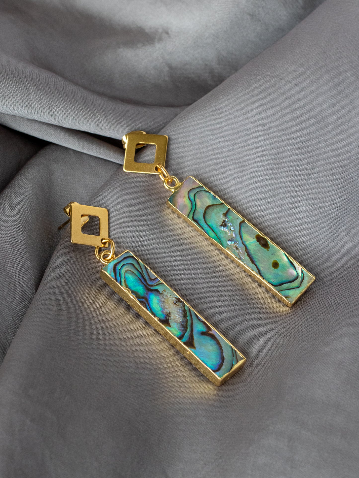 Abalone Rectangular Drop Earrings