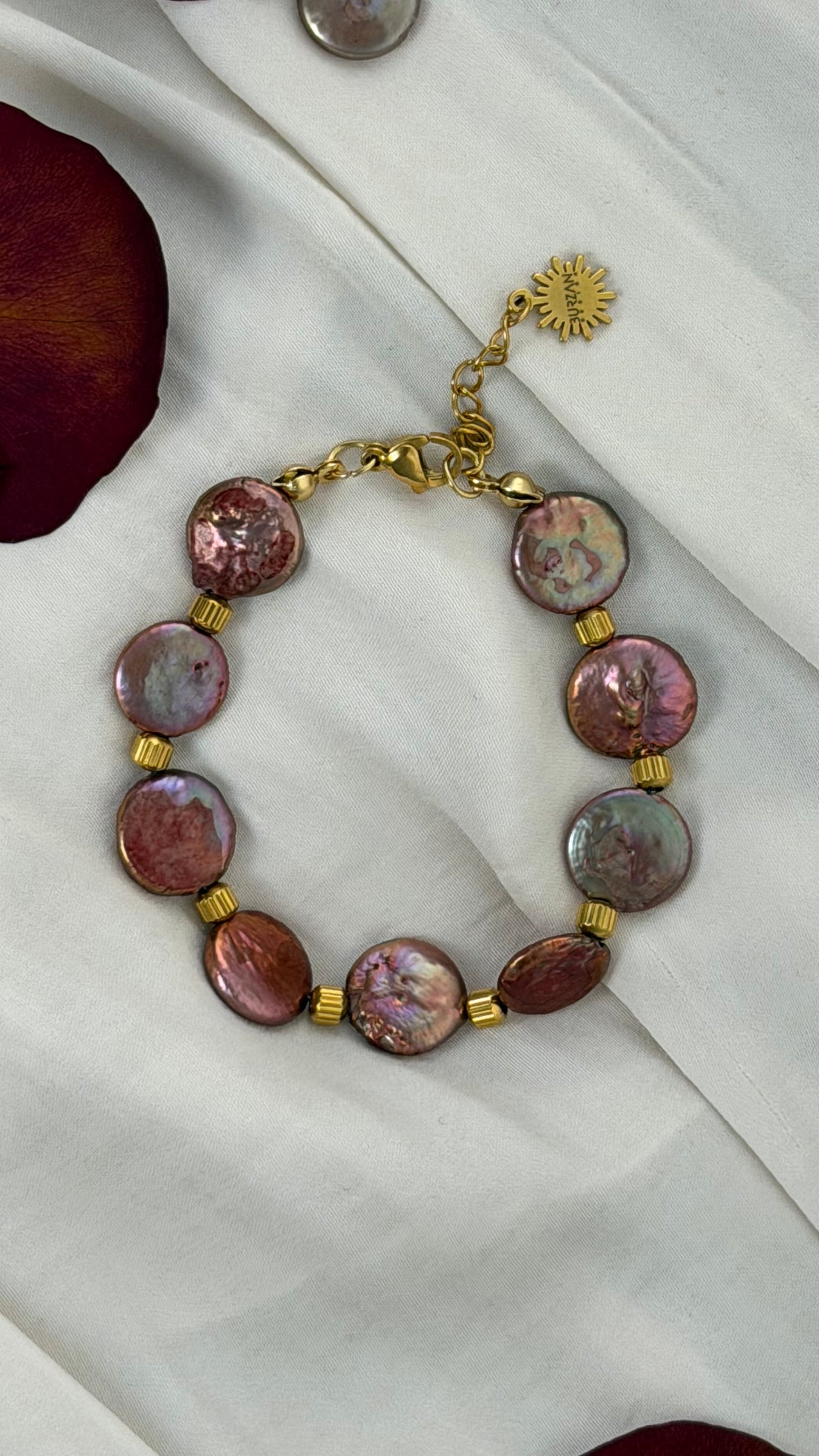 Via Rosa Coin Pearl Necklace or Bracelet Set