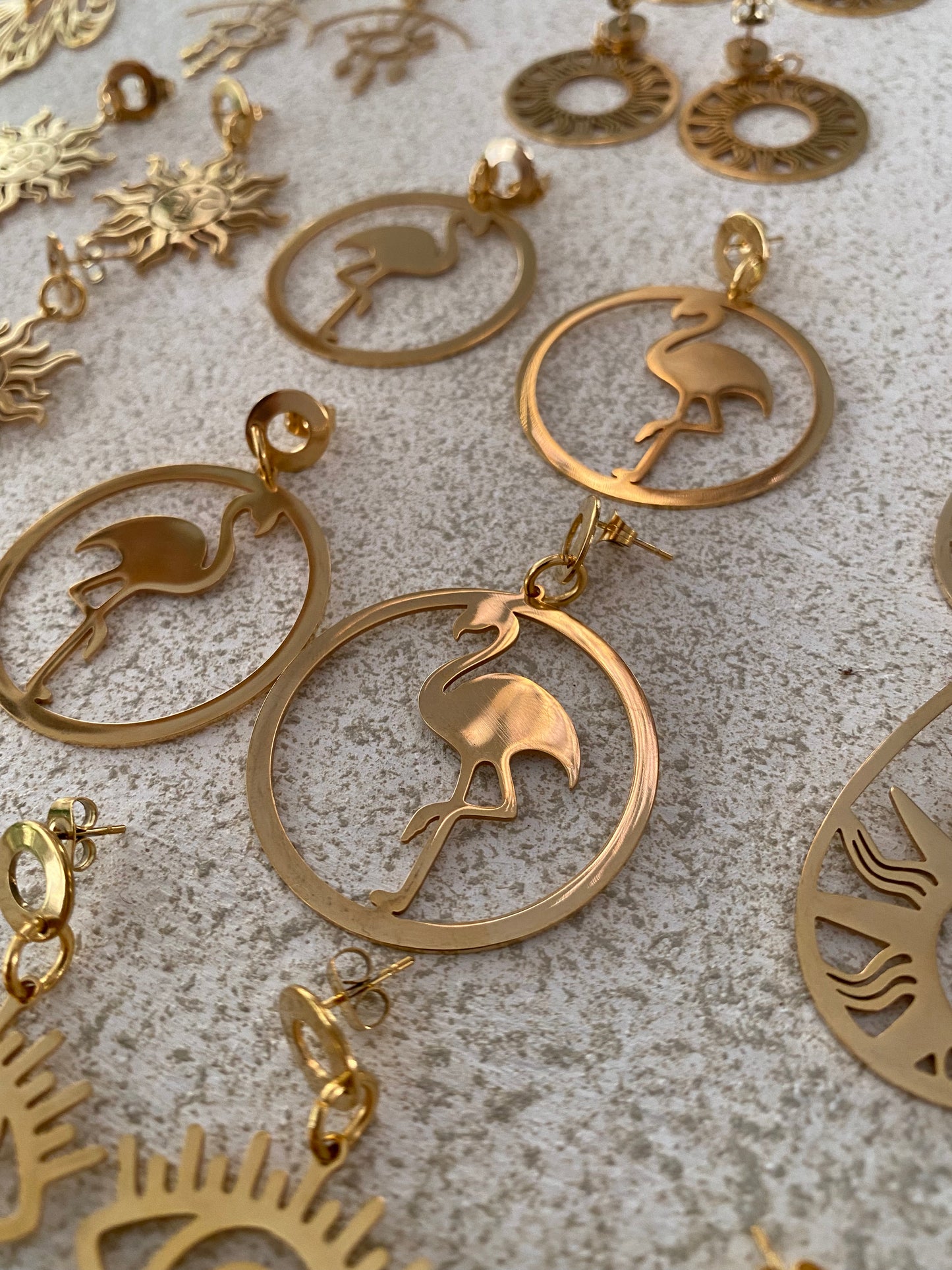 Gold Flamingo Earrings