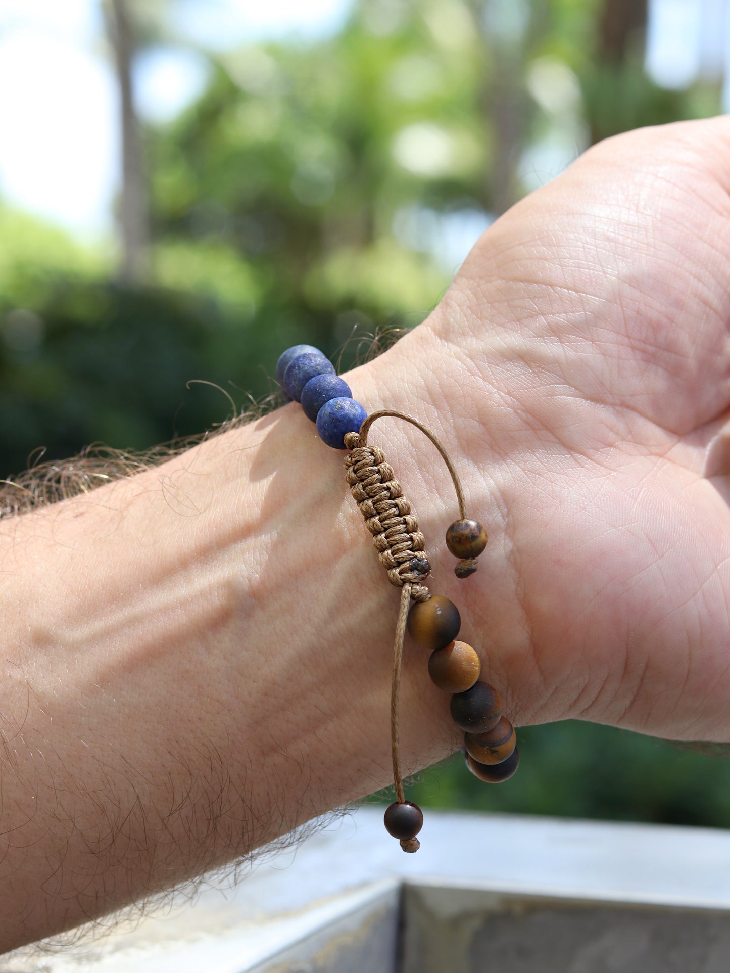 Lapis Lazuli with Tigers Eye men beaded bracelet