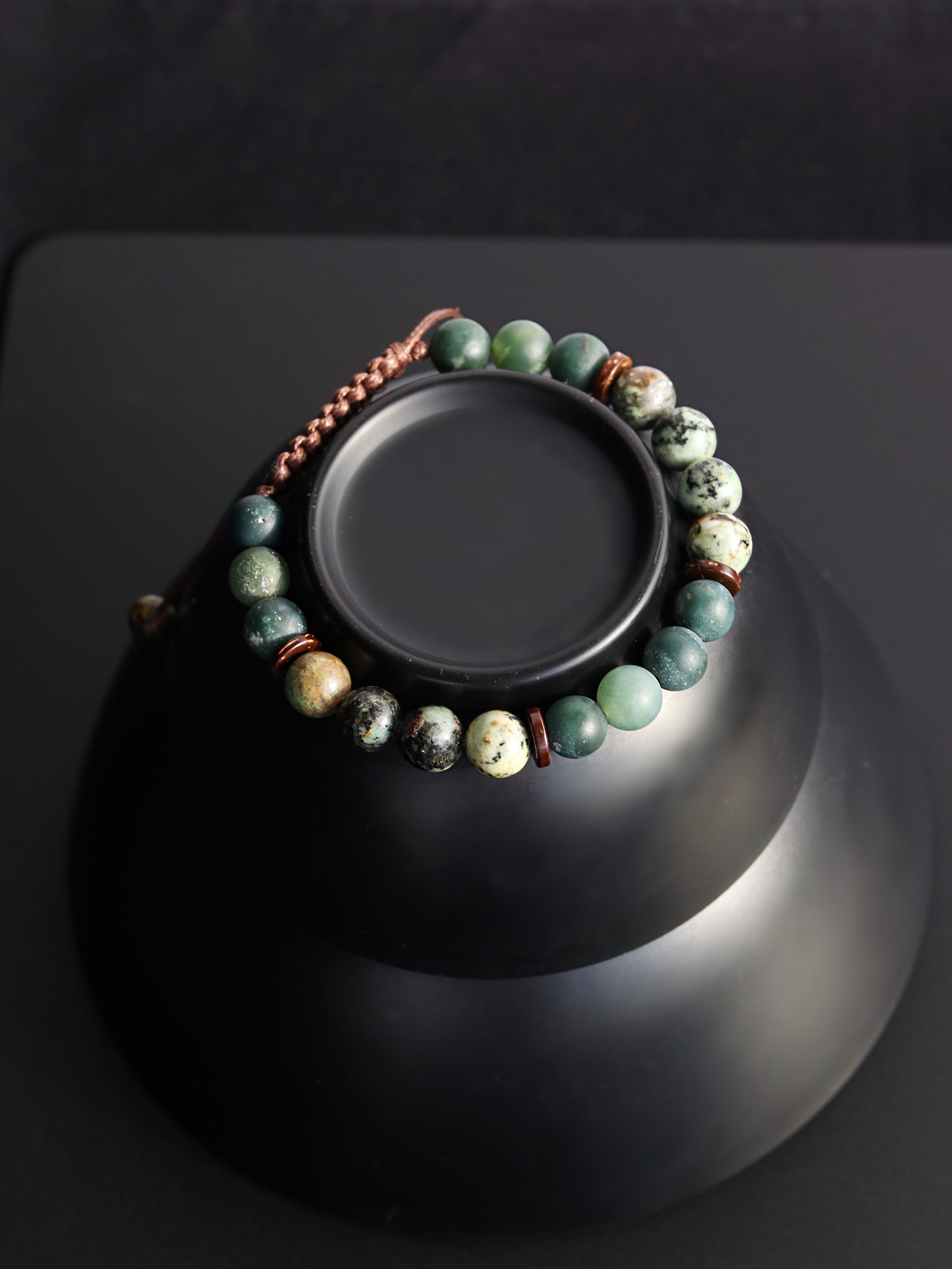 Moss Agate African Turquoise Men's Bracelet