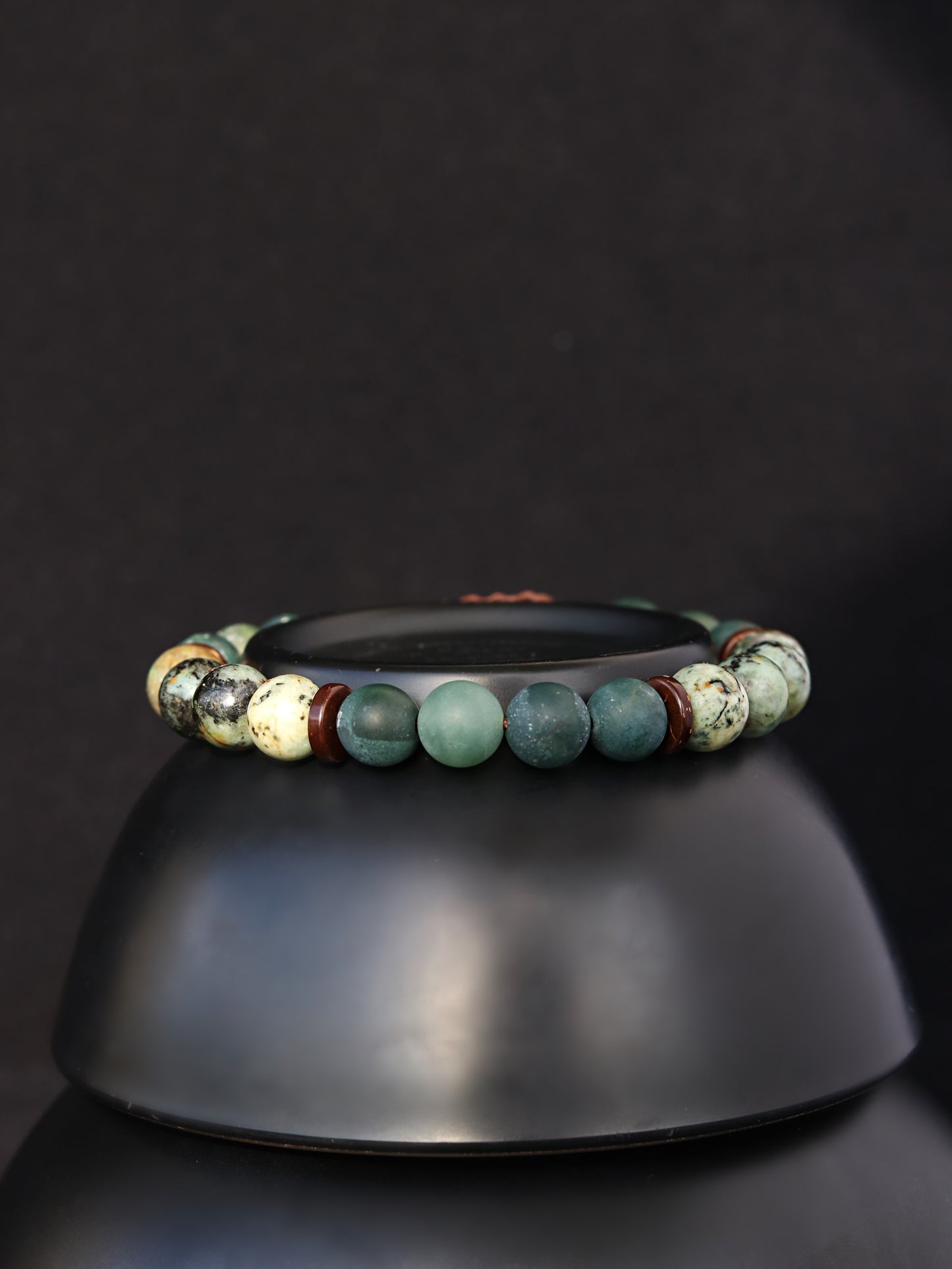 Moss Agate African Turquoise Men's Bracelet