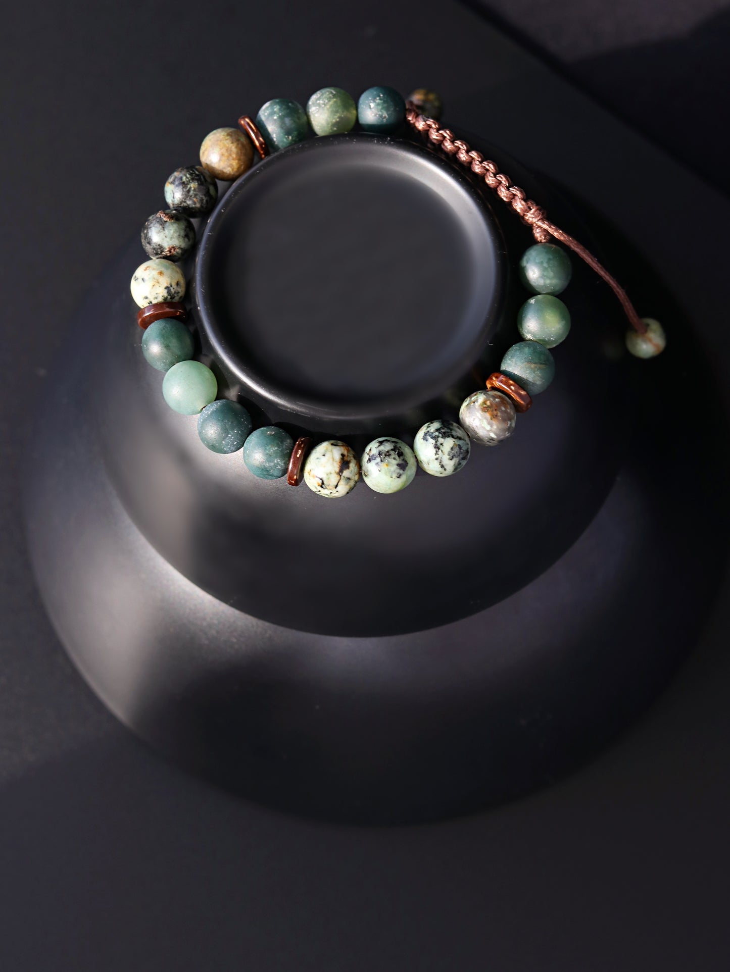 Moss Agate African Turquoise Men's Bracelet