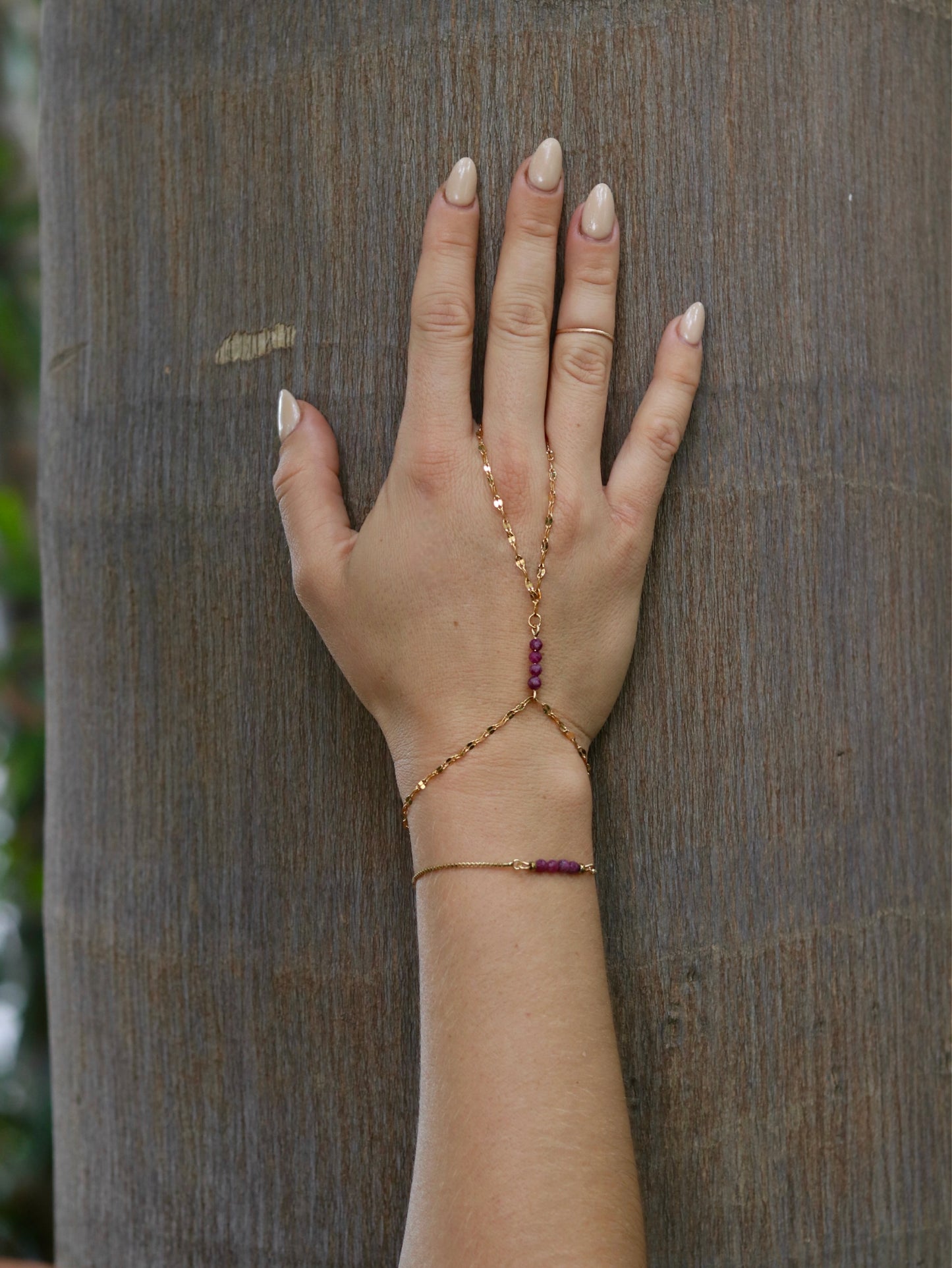 Genuine Ruby Hand Chain Bracelet