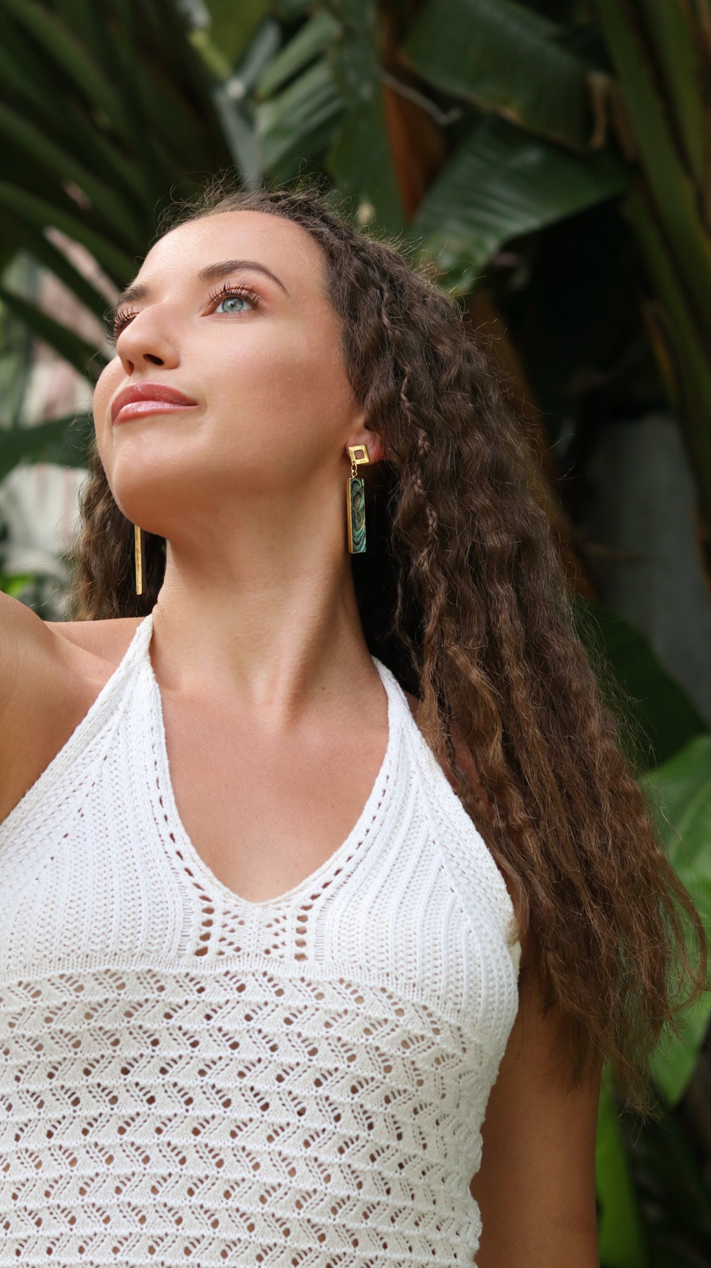 Abalone Rectangular Drop Earrings