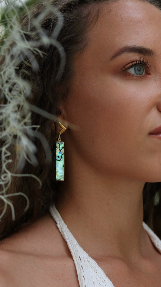 Abalone Rectangular Drop Earrings