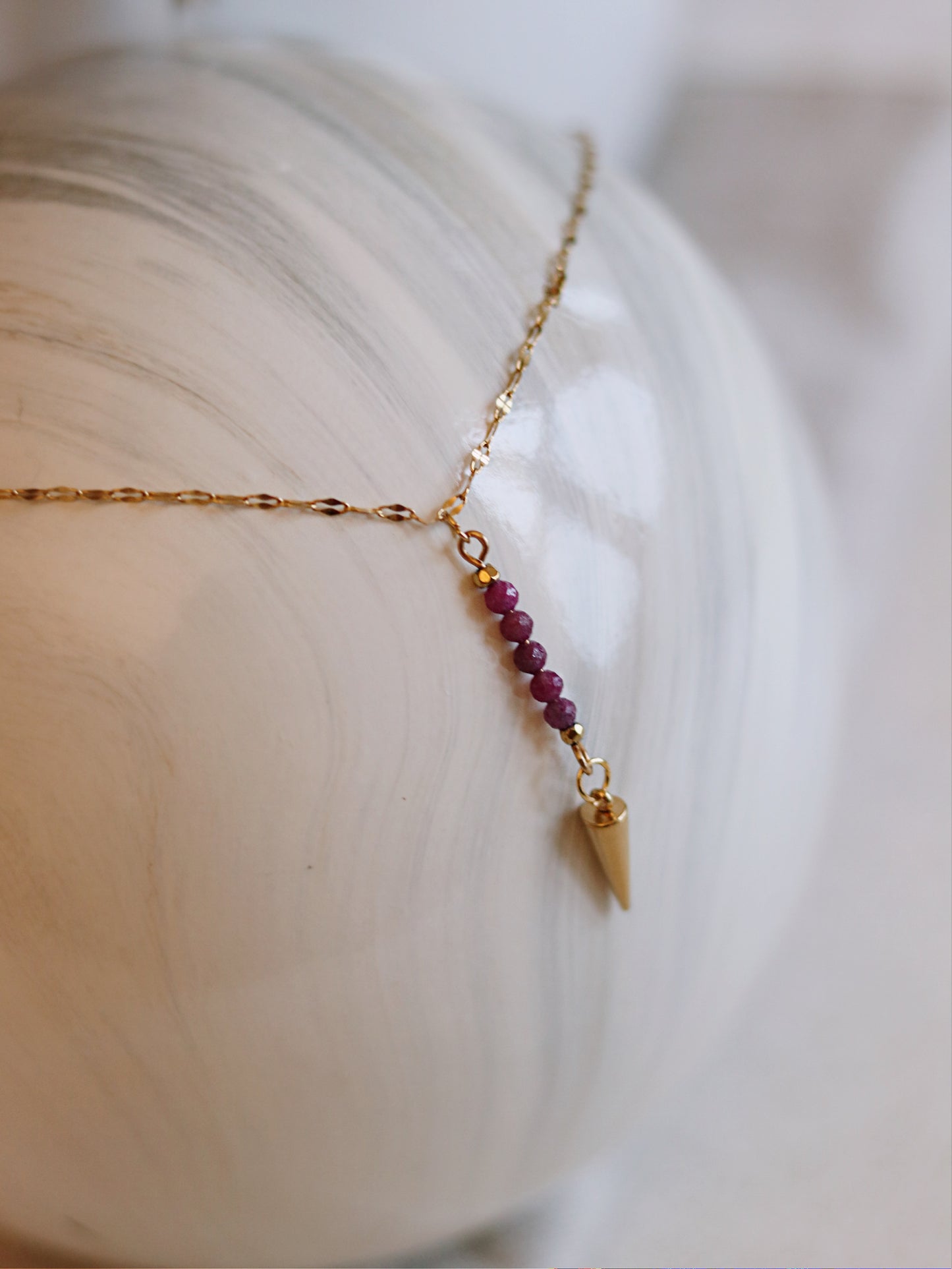 Genuine Ruby Y Lariat Necklace