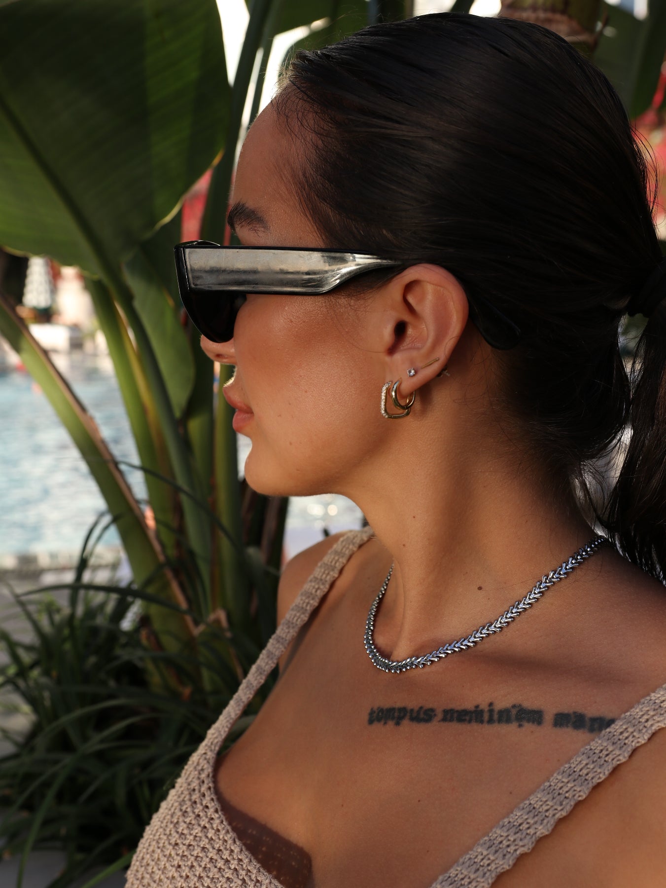 Stainless Steel Fishbone Chain Choker Necklace