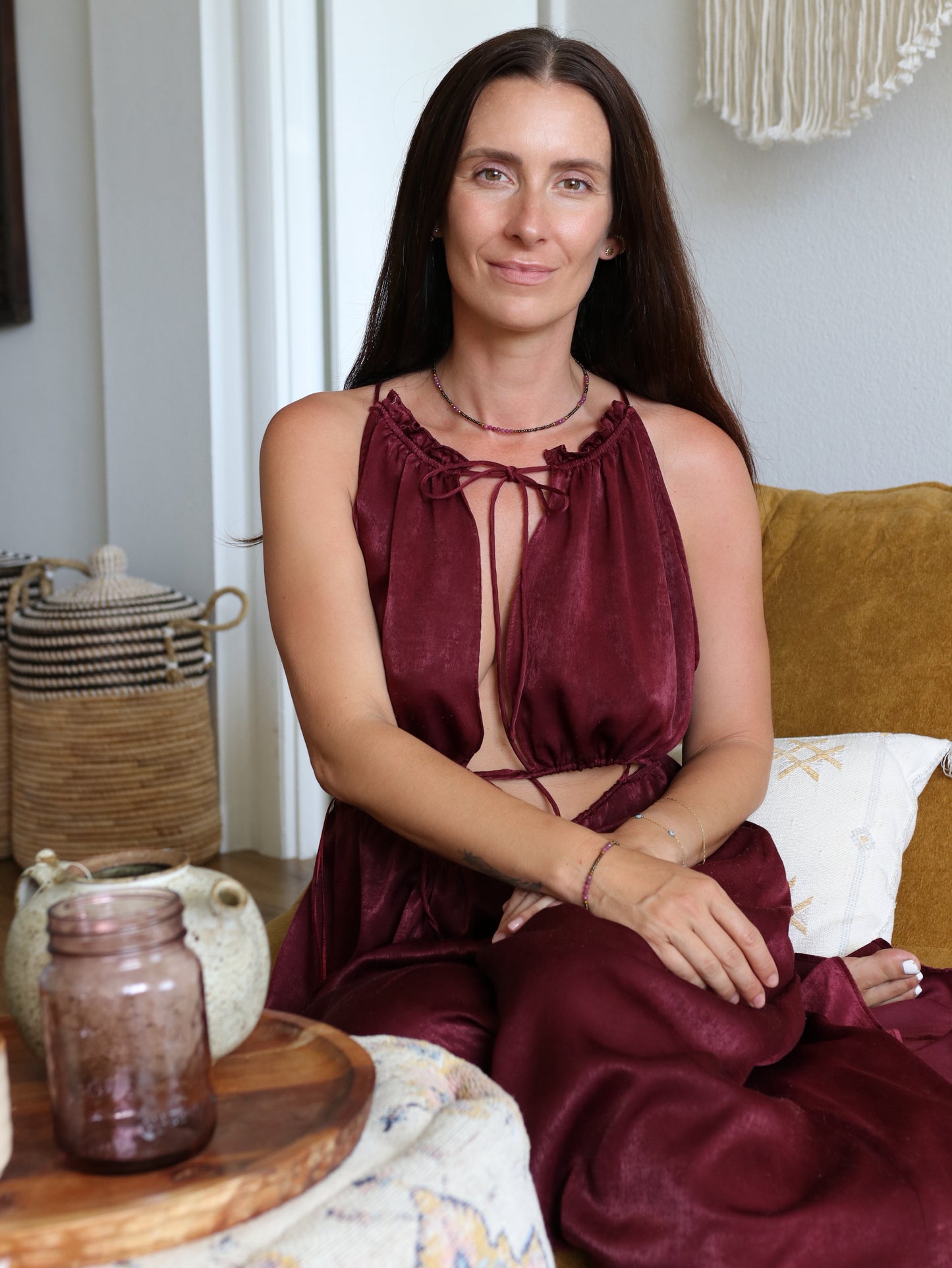 Violeta Set | Dainty Ruby Bead Necklace & Bracelet