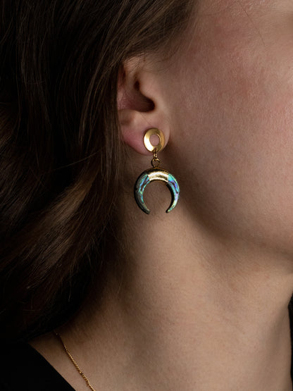 Abalone Shell Moon Earrings