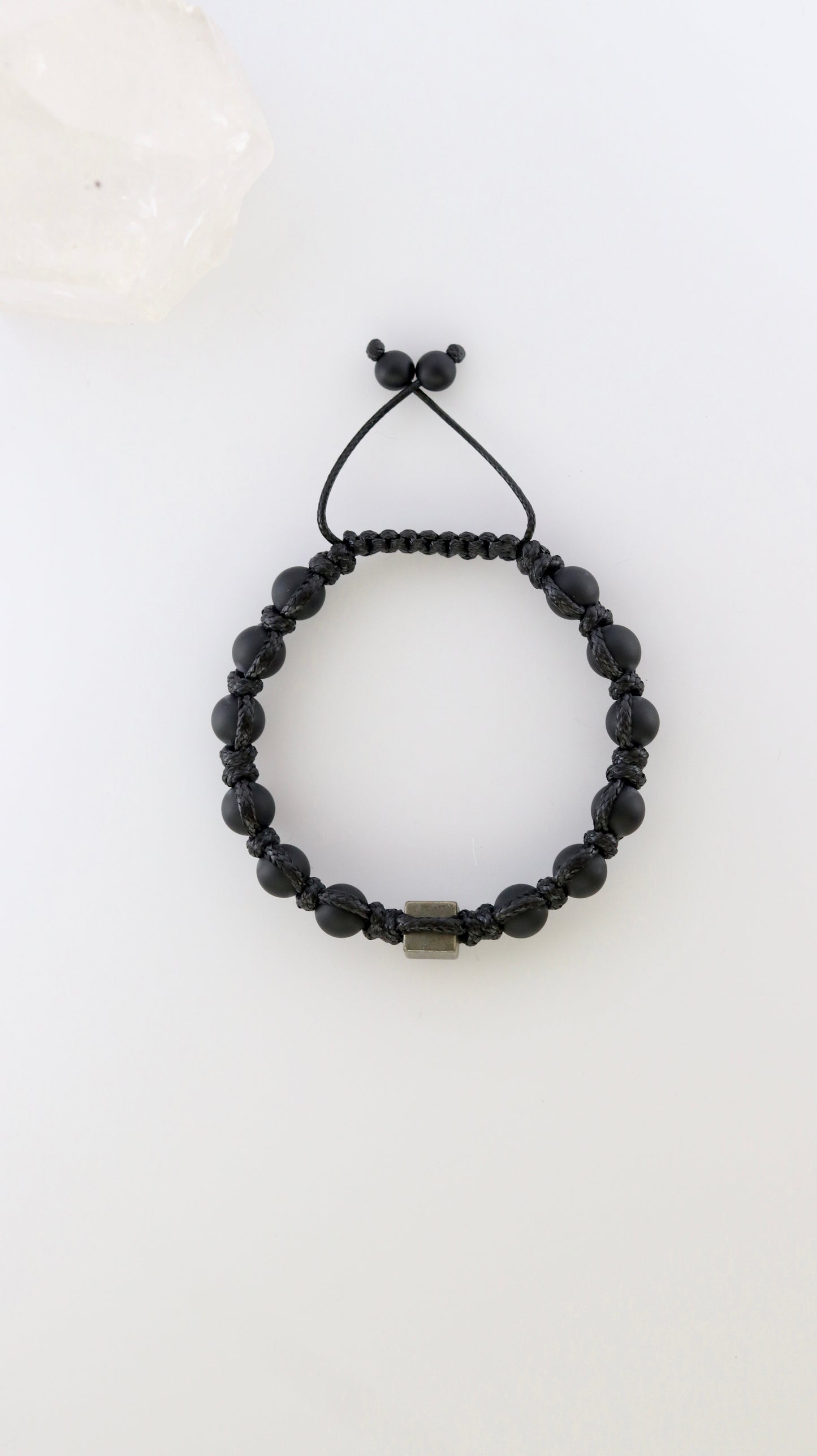 Black Onyx & Pyrite Men’s Macrame Bracelet