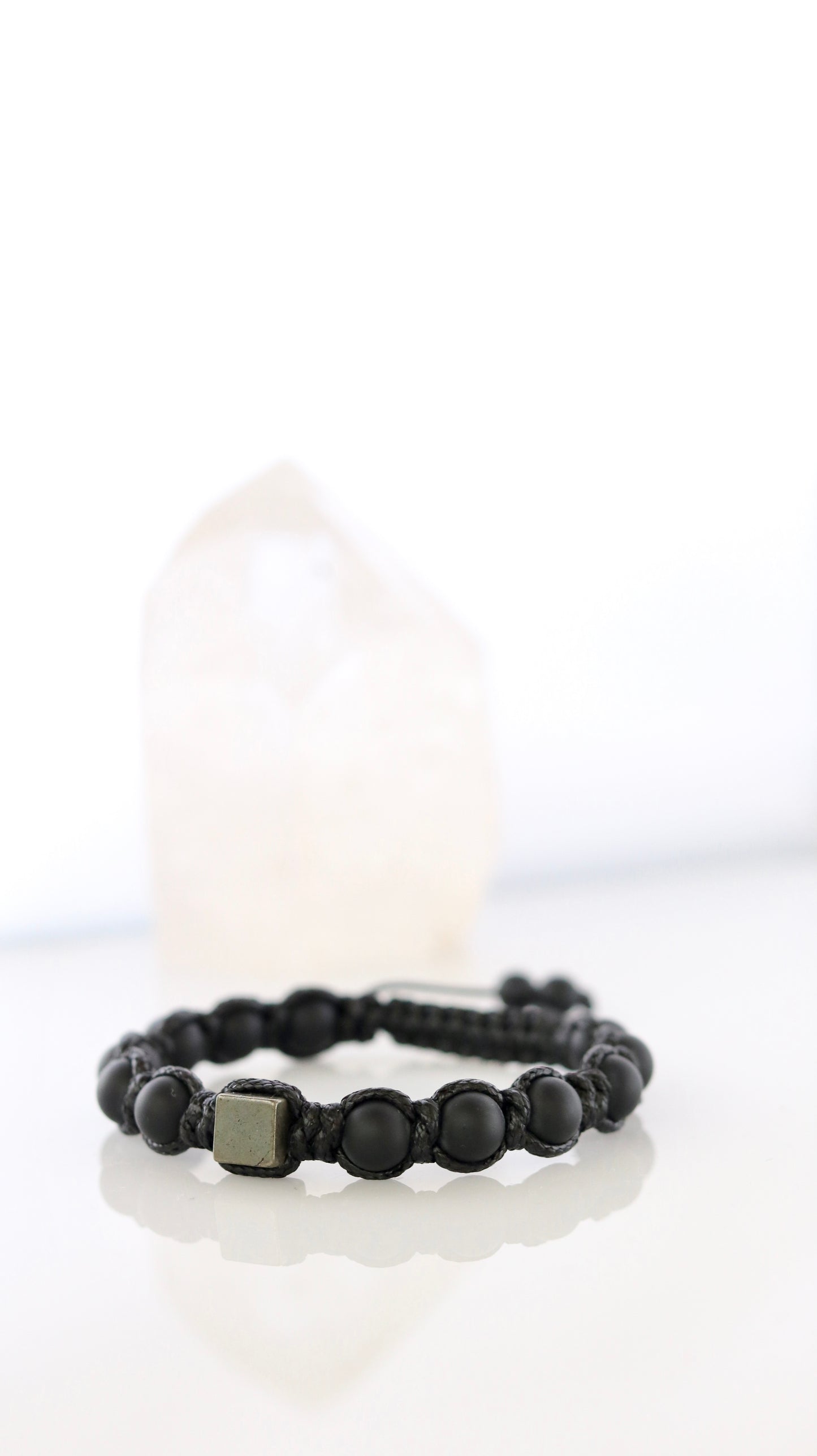 Black Onyx & Pyrite Men’s Macrame Bracelet