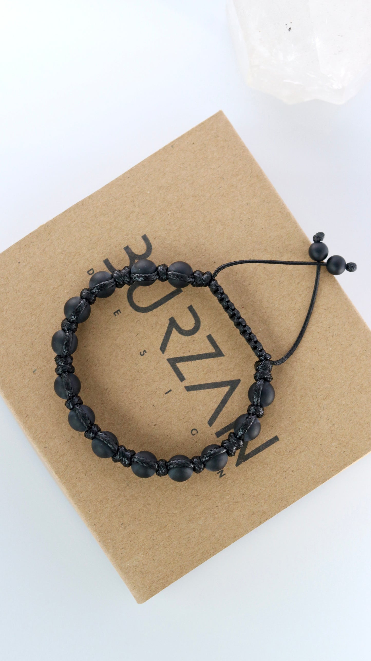 Black Onyx & Pyrite Men’s Macrame Bracelet