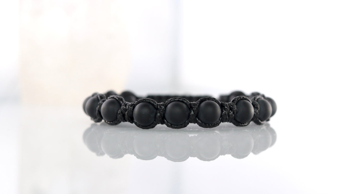 Black Onyx & Pyrite Men’s Macrame Bracelet
