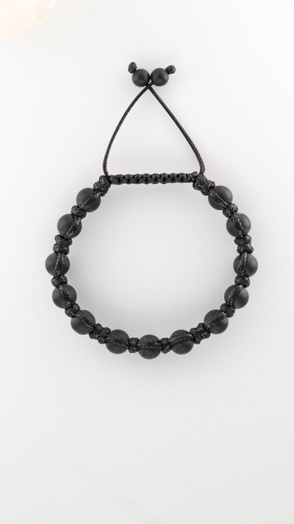 Black Onyx & Pyrite Men’s Macrame Bracelet