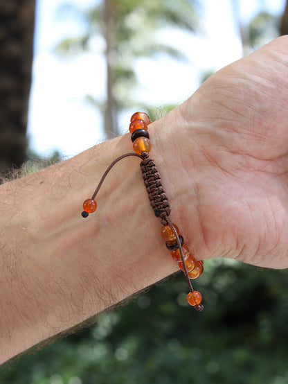 Carnelian Men Beaded Bracelet, High Quality Gemstone Jewelry, Anniversary Gift for Husband, Passion Creativity Crystal, Sacral Chakra