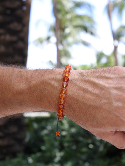 Carnelian Men Beaded Bracelet, High Quality Gemstone Jewelry, Anniversary Gift for Husband, Passion Creativity Crystal, Sacral Chakra