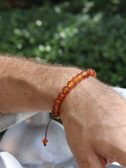 Carnelian Men Beaded Bracelet, High Quality Gemstone Jewelry, Anniversary Gift for Husband, Passion Creativity Crystal, Sacral Chakra