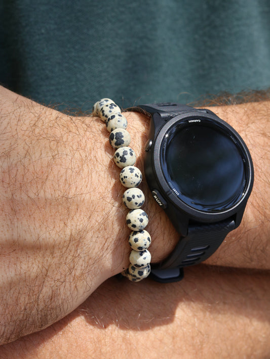 Dalmatian Jasper Men’s Beaded Bracelet