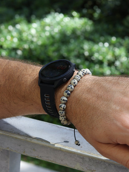 Dalmatian Jasper Men’s Beaded Bracelet