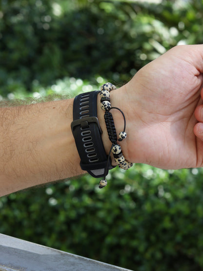 Dalmatian Jasper Men’s Beaded Bracelet