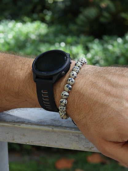 Dalmatian Jasper Men’s Beaded Bracelet