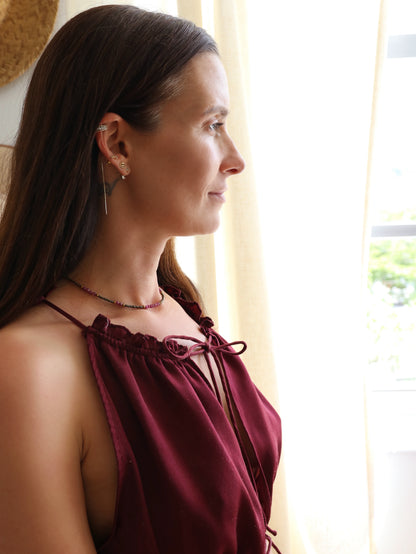 Violeta Set | Dainty Ruby Bead Necklace & Bracelet