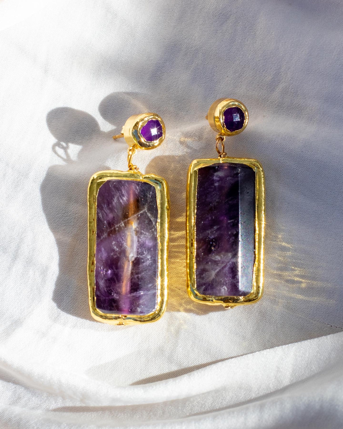Amethyst Gold Drop Earrings