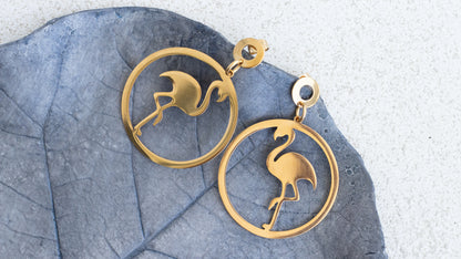 Gold Flamingo Earrings