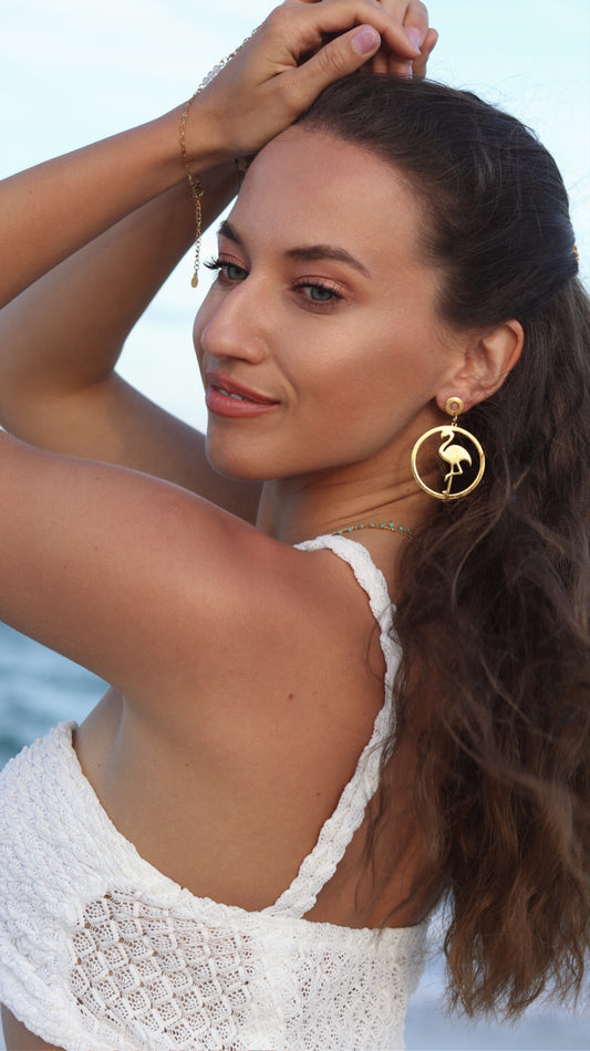 Gold Flamingo Earrings