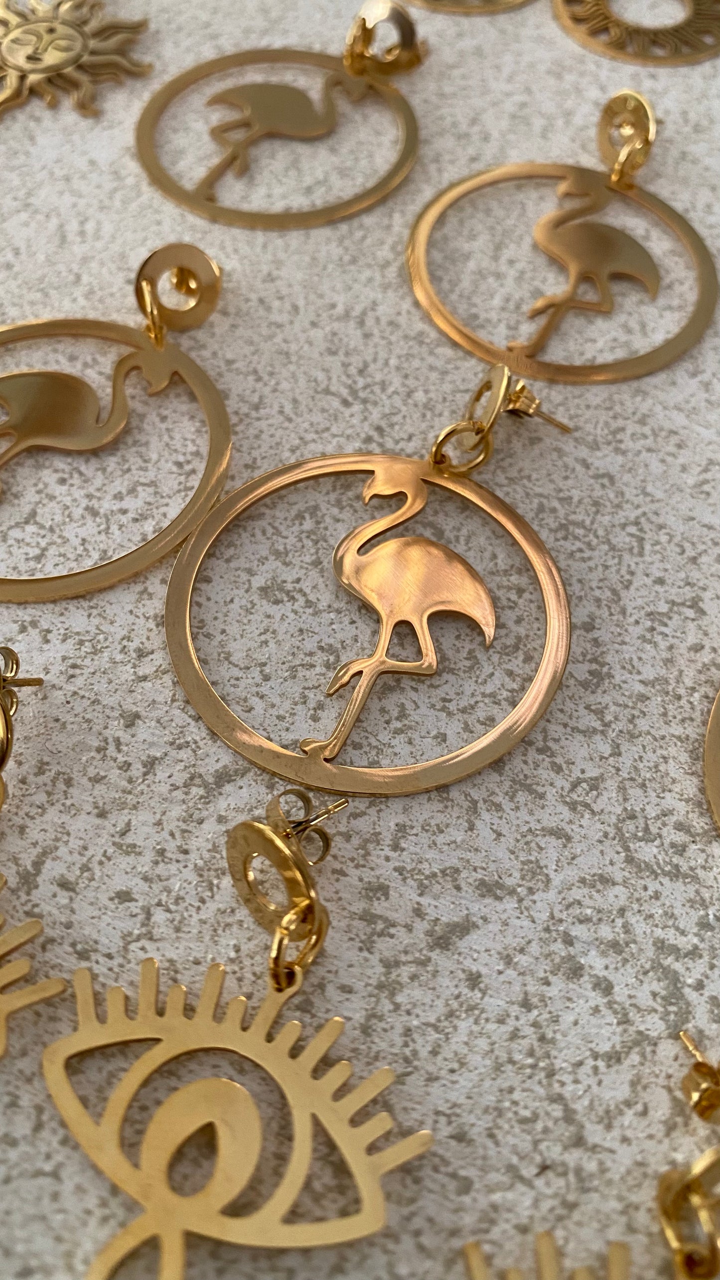 Gold Flamingo Earrings