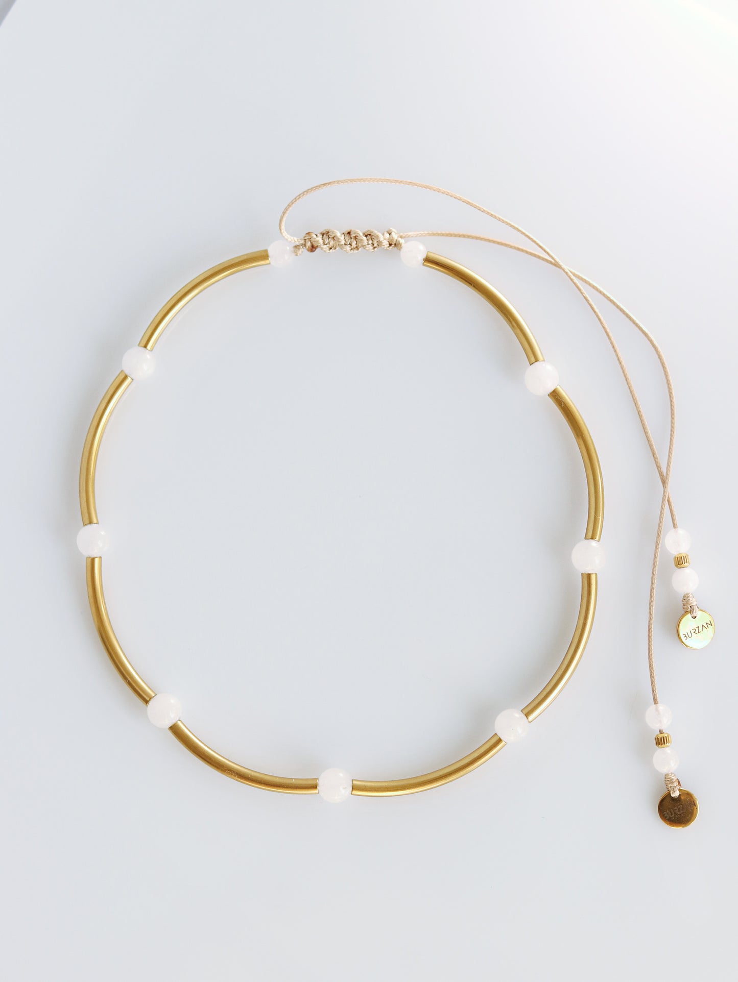 Halo choker necklace with White Jade