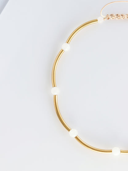 Halo choker necklace with White Jade