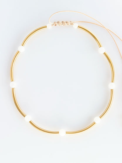 Halo choker necklace with White Jade