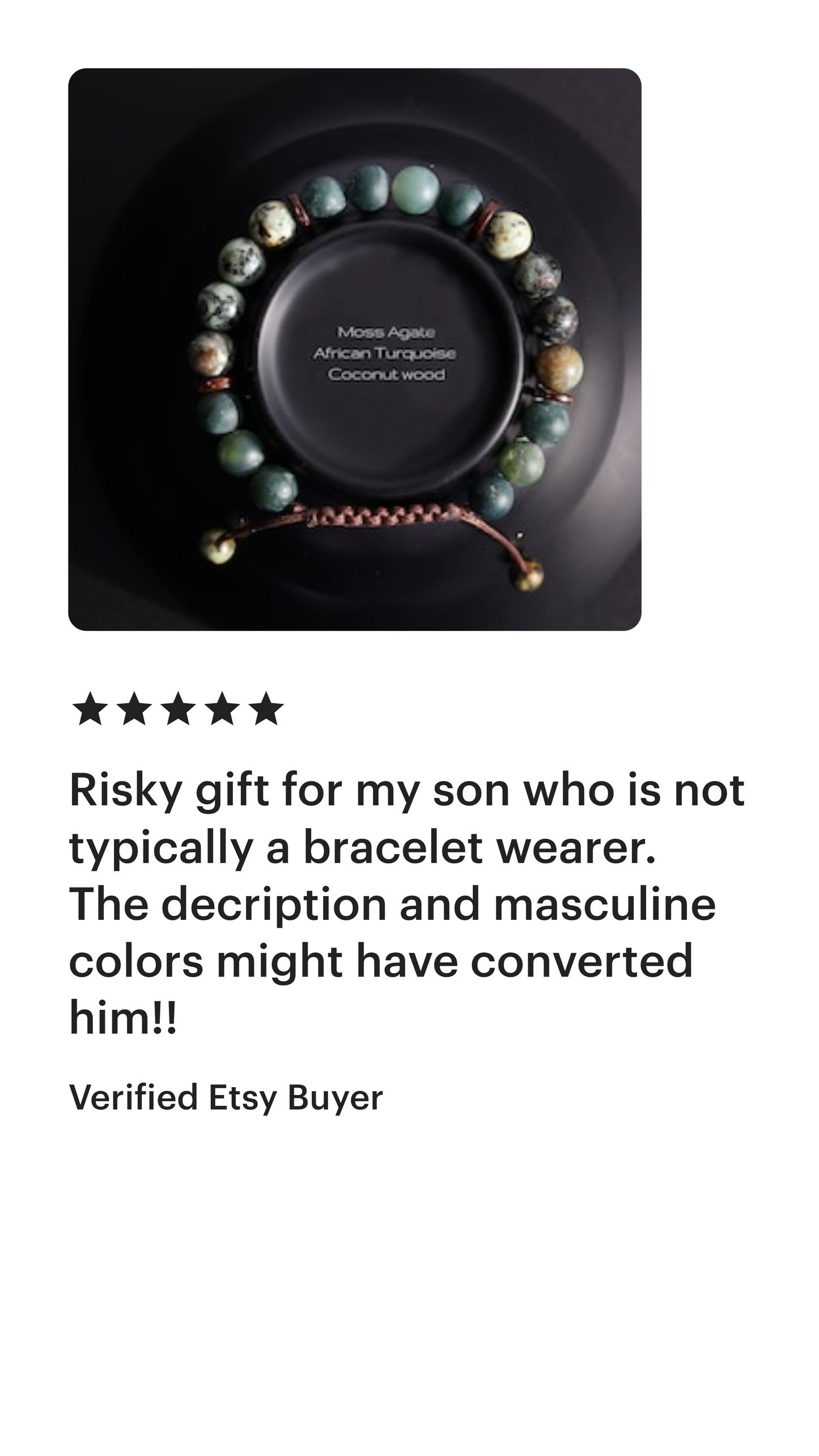 Moss Agate African Turquoise Men's Bracelet