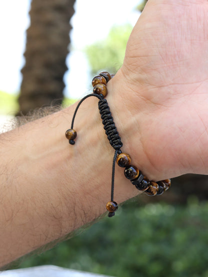 Polished Tiger Eye Men’s Beaded Bracelet