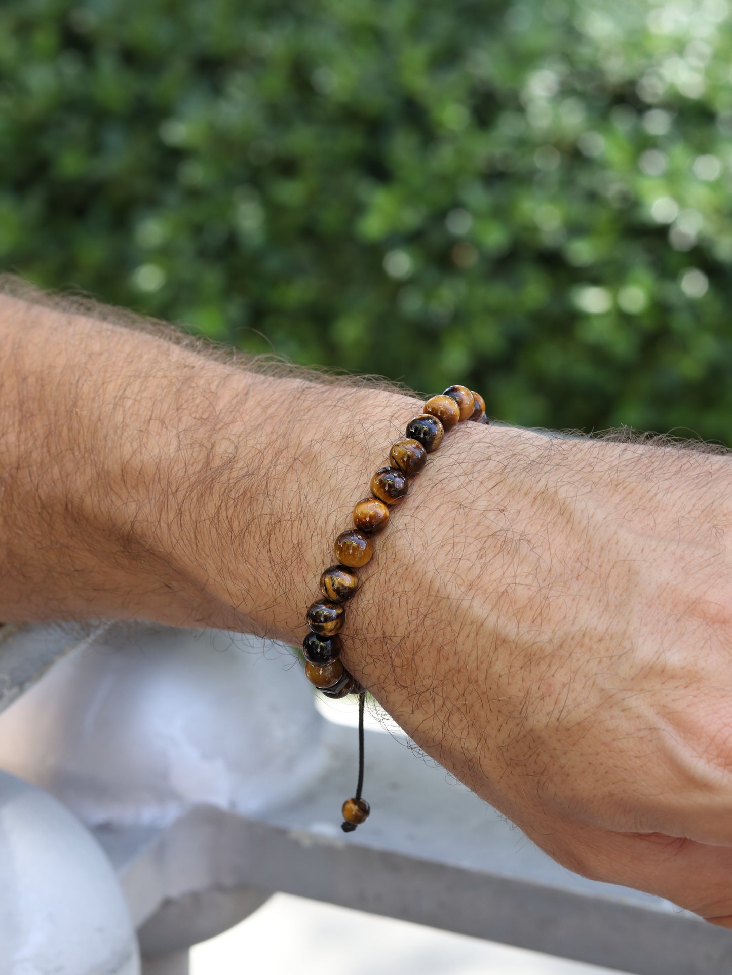 Polished Tiger Eye Men’s Beaded Bracelet