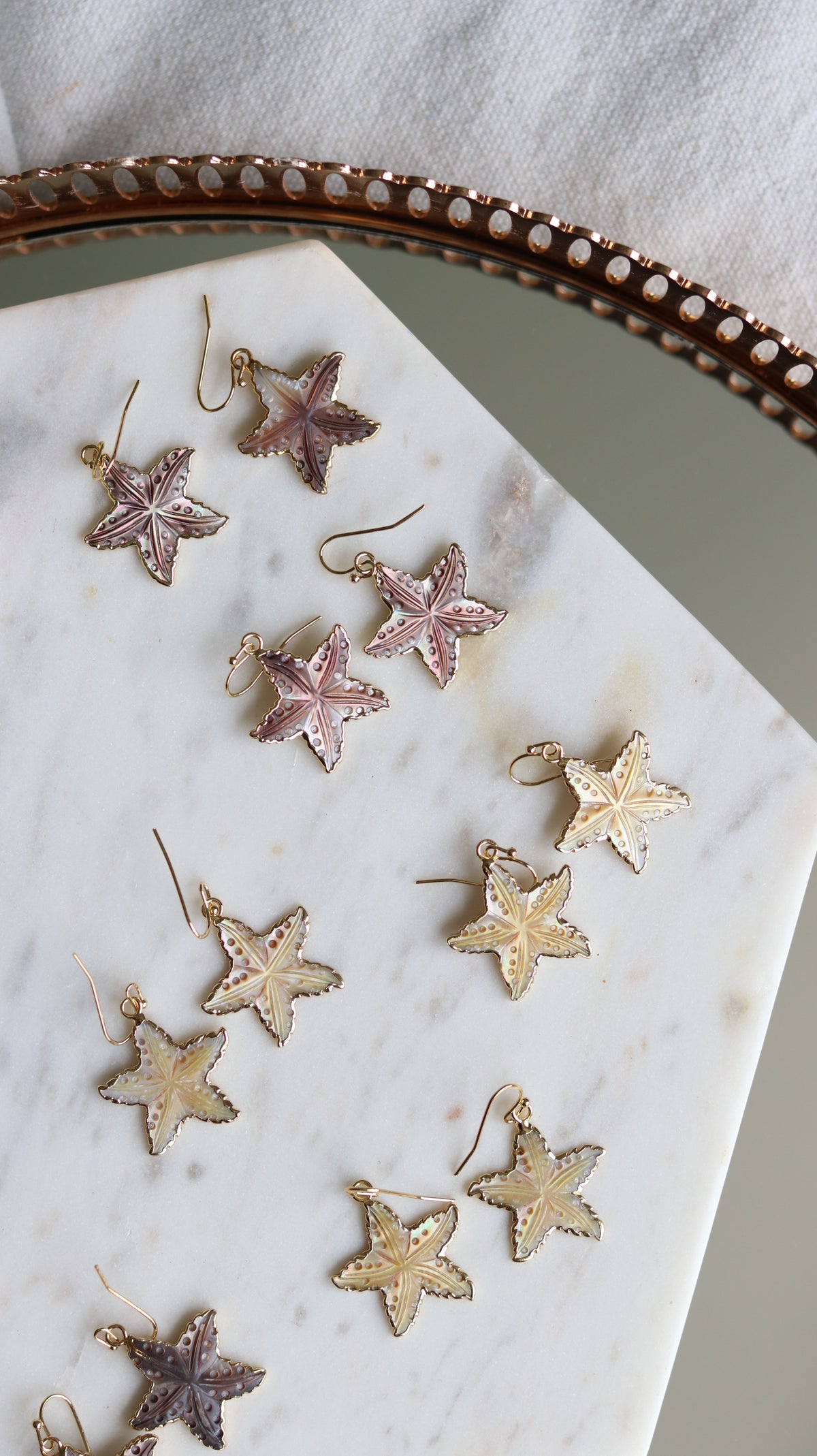 Carved Shell Starfish Earrings