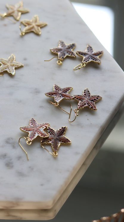Carved Shell Starfish Earrings