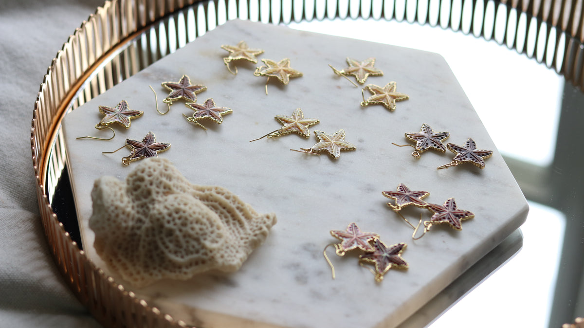 Carved Shell Starfish Earrings