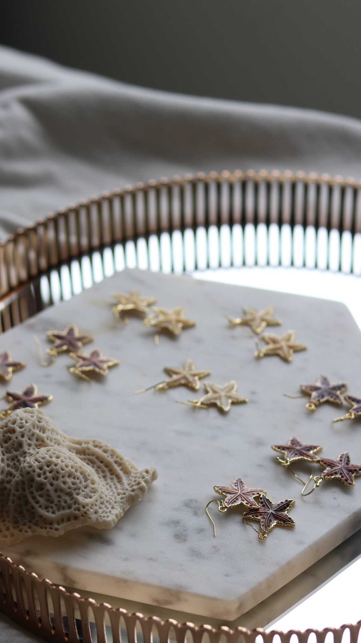 Carved Shell Starfish Earrings